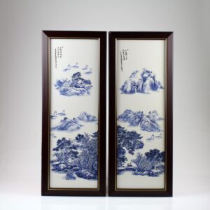 Wandbilder-Set Porzellan blau-weiß, chinesische Porzellan-Bilder