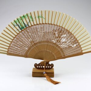 Chinesischer Handfächer mit Holzständer